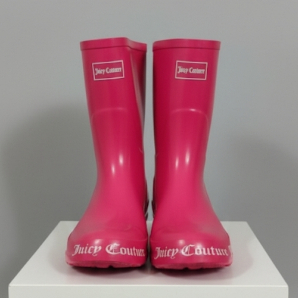 Y2K Juicy Couture Rain Boots 9 Hot Pink Barbie Barbiecore Solid Rubber